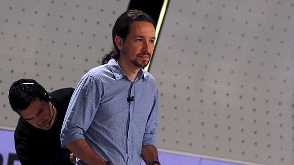 Pablo Iglesias, antes del debate. 