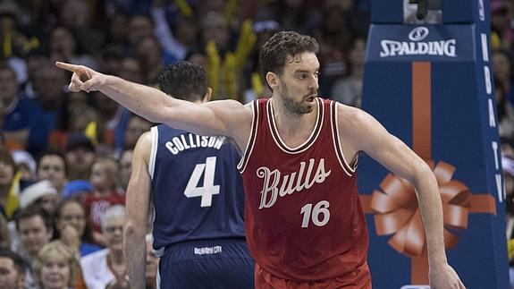 Pau Gasol durante el partido ante los Thunder.