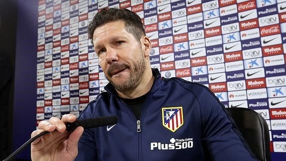 Simeone, durante la rueda de prensa.