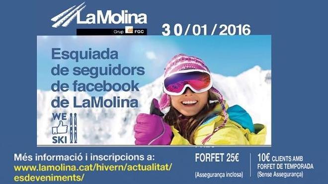 Cartel promocional de La Molina para su primer encuentro de seguidores de Facebook