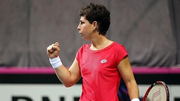 Carla Súarez, durante el partido frente a Jankovic. 