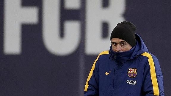 Luis Enrique, durante un entrenamiento. 