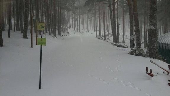 La estación de Navafría se llena de nieve