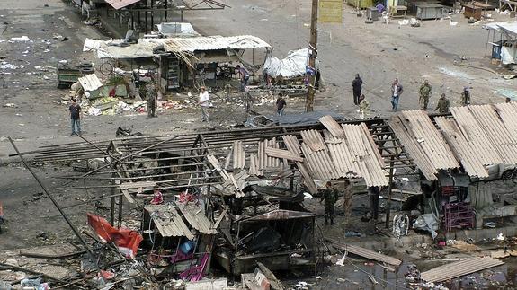 Daños causados por el atentado perpetrado en una estación de autobuses en la ciudad de Tartús (Siria).
