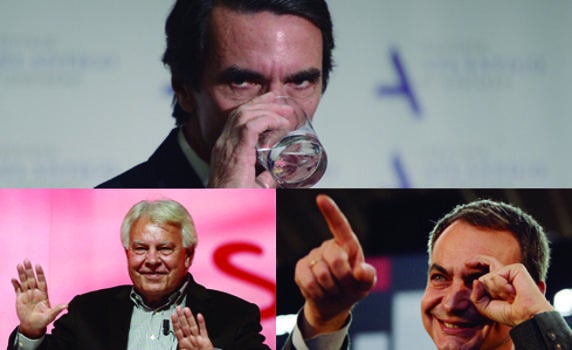 José María Aznar, Felipe González y José Luis Rodríguez Zapatero. 