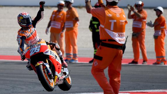 Dani Pedrosa celebra la victoria del GP de San Marino. 