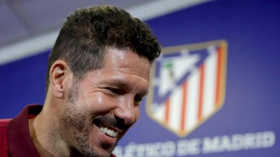 Diego Pablo Simeone, técnico del Atlético, muy sonriente. 