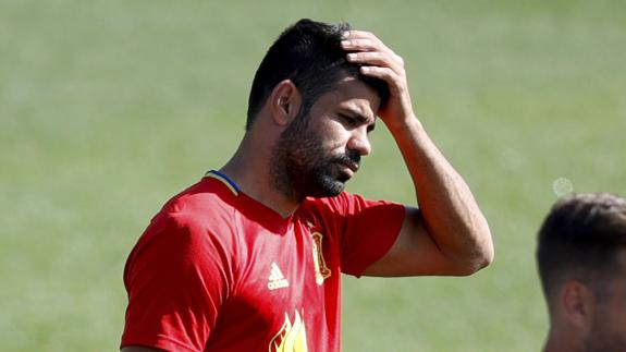 Diego Costa, en un entrenamiento con la selección. 