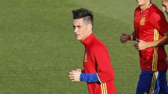 Callejón, en un entrenamiento con la selección. 