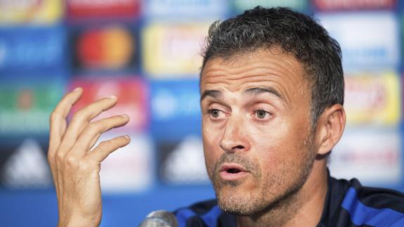 Luis Enrique, en rueda de prensa. 