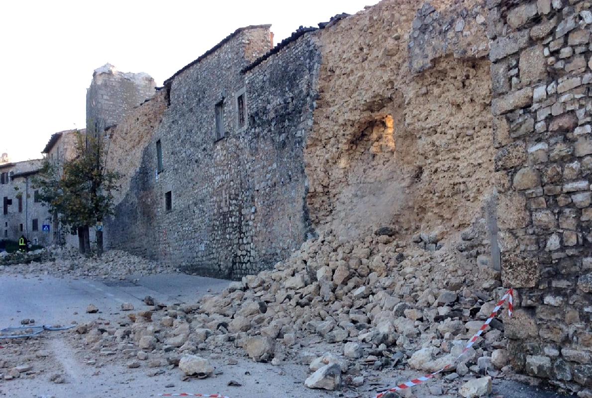 Daños provocados en Norcia, la localidad más cercana al epicentro del temblor