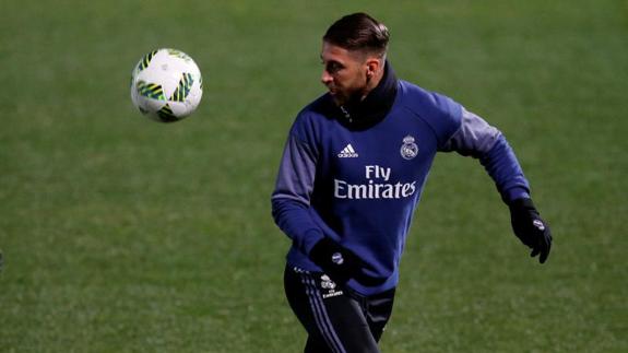 Sergio Ramos, durante el último entrenamiento. 