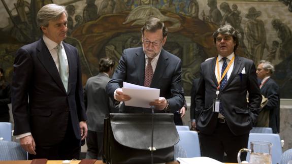 Rajoy se prepara para su discurso en la ONU. 