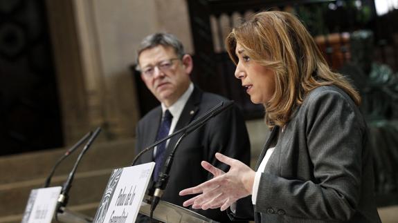La presidenta de la Junta de Andalucía, Susana Díaz, y el president de la Generalitat, Ximo Puig. 