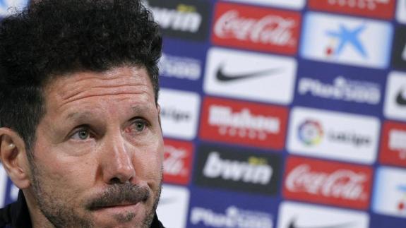 Diego Pablo Simeone, técnico del Atlético, en conferencia de prensa. 