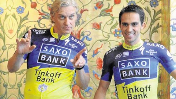Oleg Tinkov y Alberto Contador. 