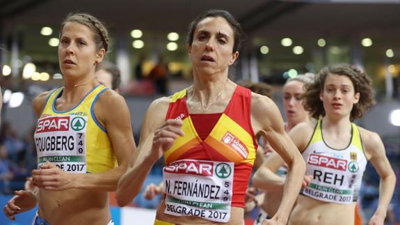 Nuria Fernández, durante los últimos Europeos indoor. 