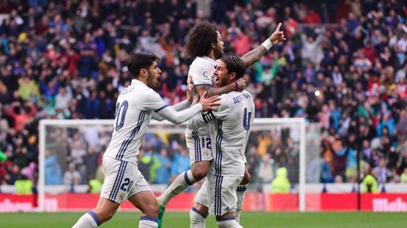 Marcelo celebra el gol de la victoria. 
