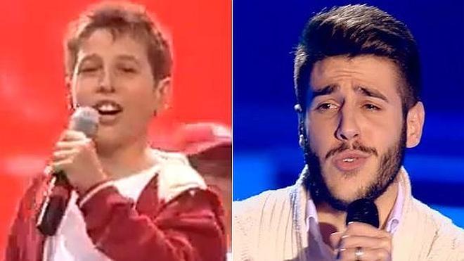 Antonio José, durante su participación en 'Eurojunior', y en 'La Voz'.