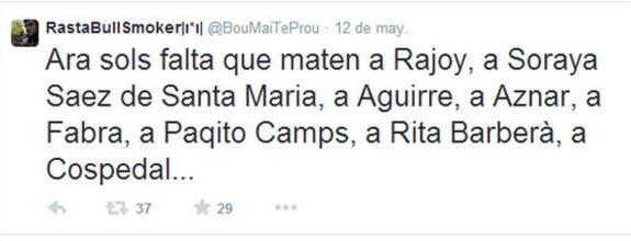 Uno de los tuits publicados por el detenido.