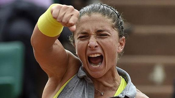 La italiana afincada en Valencia Sara Errani (11.ª WTA), tras vencer a la número 7 del mundo, Jelena Jankovic.