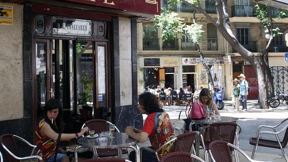 Terraza de un bar en el centro histórico.