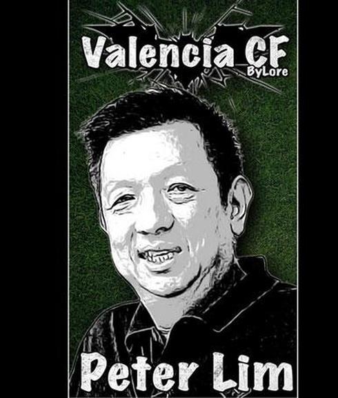 Una imagen de Peter Lim y el murciélago del Valencia, difundida en las redes sociales.