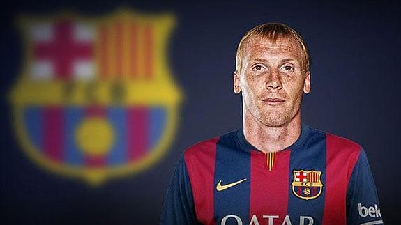 Jérémy Mathieu, con la camiseta del Barcelona. 