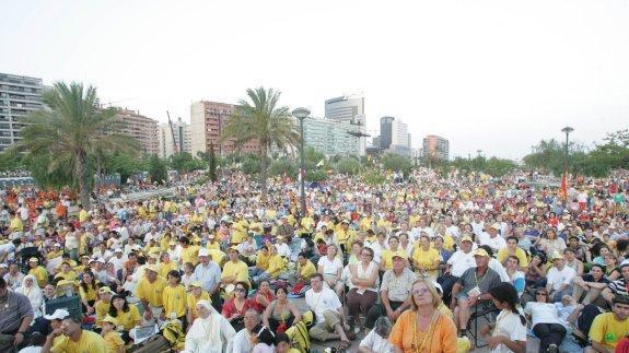 Peregrinos de la visita del Papa a Valencia. 