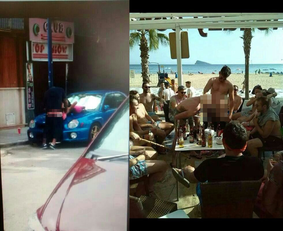 Los excesos de algunos jóvenes de Benidorm en dos imágenes pixeladas por lo explícito de sus actos