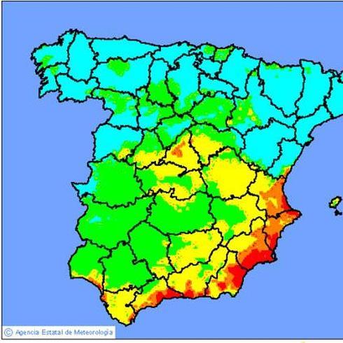 Riesgo de incendios, según Aemet.