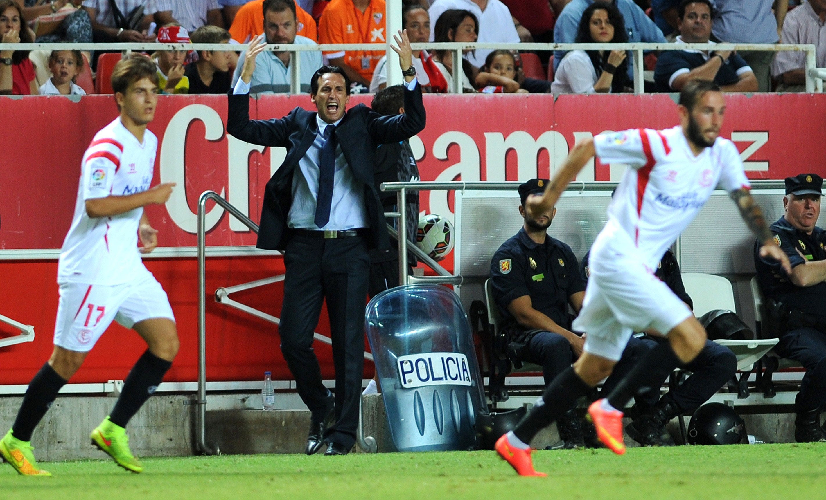 Emery durante el primer partido de liga, Sevilla-Valencia