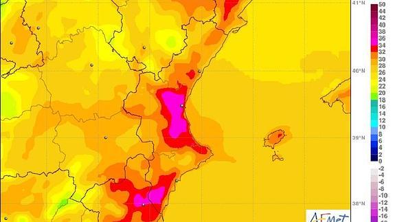 Previsión de temperaturas hoy en España. 