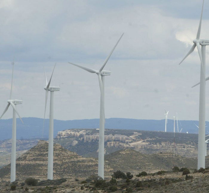 Parque eólico de generación eléctrica.