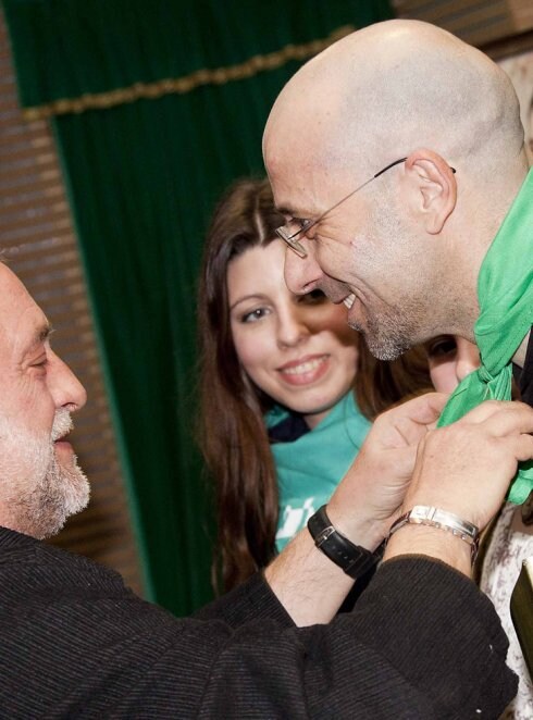 Mérito. El presidente de Na Jordana, Pere Borrego, junto a Joan S. Blanch. :: lp
