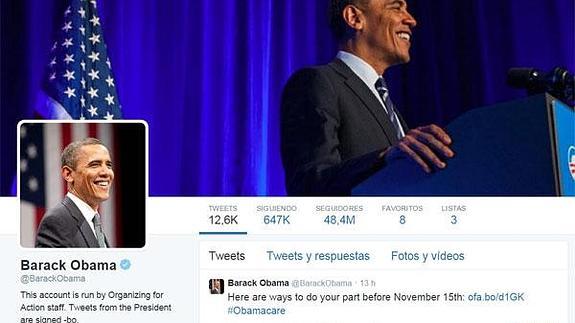 Cuenta oficial de Obama en Twitter.