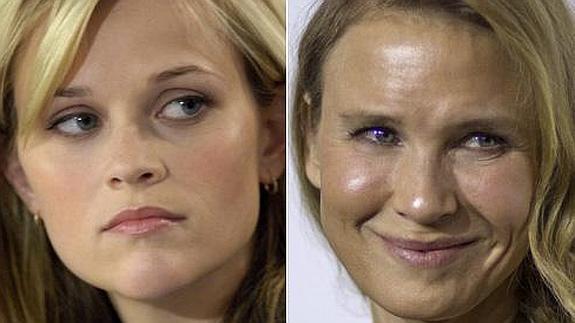 Las actrices Reese Witherspoon y Renée Zellweger, que acaba de renovar su aspecto. AGENCIAS