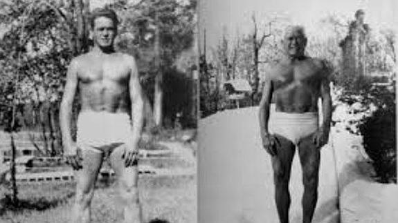 Joseph Hubertus Pilates, con 57 y con 82 años.