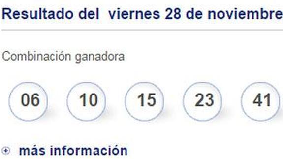 BonoLoto y Euromillones. Resultados de hoy. Combinación ganadora viernes 28 de noviembre. Sorteo y números premiados