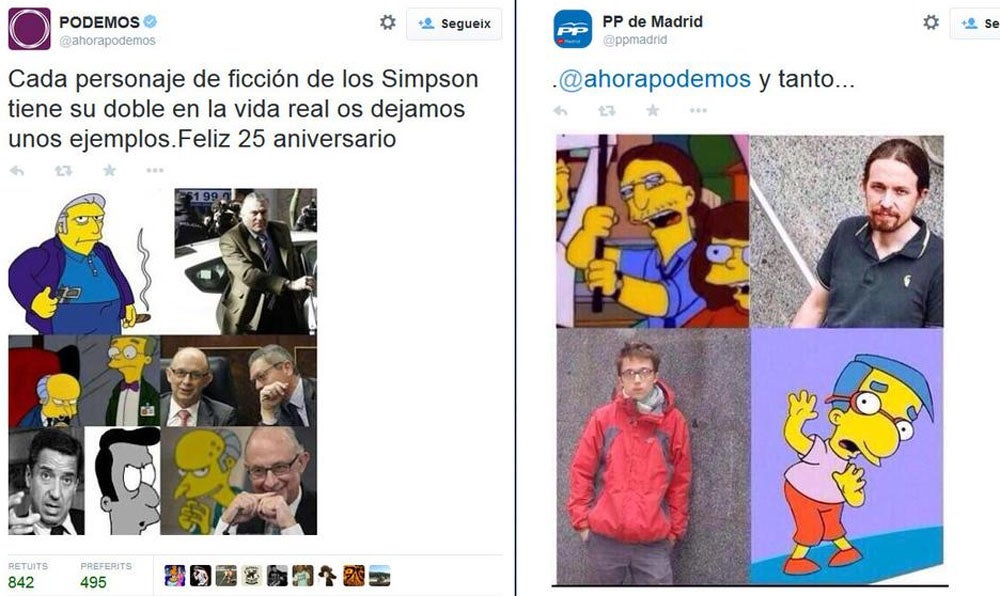 El PP y Podemos, enzarzados a través de 'Los Simpson'