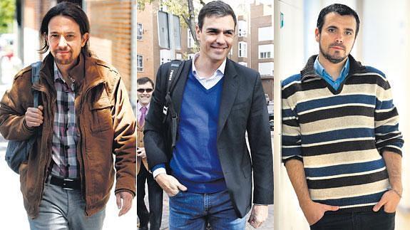 Iglesias, Sánchez y Garzón.