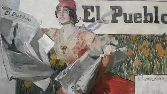 Una obra, pintada para el diario 'Pueblo' de Blasco Ibáñez, dentro la exposición 'Vestidos para posar. Retratos de Sorolla e indumentaria'.