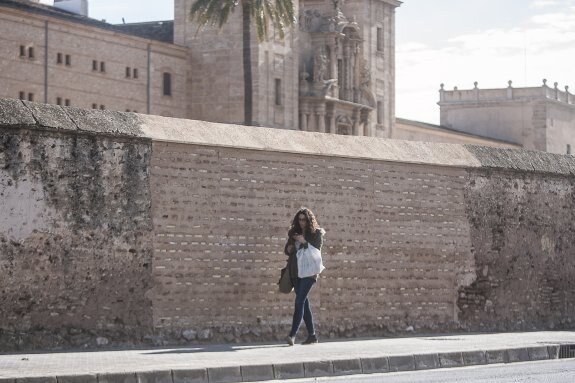 Parte del muro fue reparado recientemente tras un derrumbe. :: Jesús Montañana