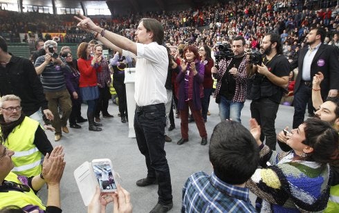 Pablo Iglesias, el pasado domingo, en Valencia. :: jesús signes