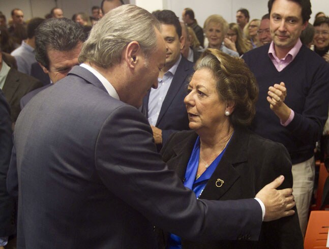 Alberto Fabra y Rita Barberá en un acto de partido. 