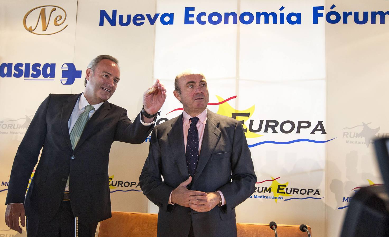 Fabra y De Guindos hoy en el Fórum Europa. 