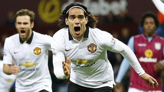 Falcao celebra un gol con el Manchester esta temporada.