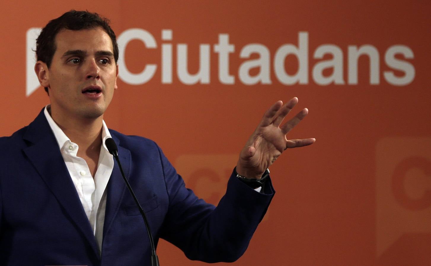 Albert Rivera, en un acto de hoy.