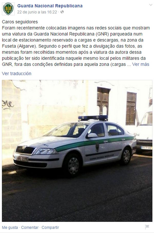 Imagen del vehículo publicada en Facebook.