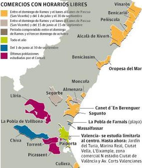 Gráfico sobre las poblaciones con libertad de horarios.